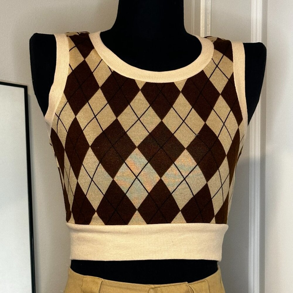Vest checker crop-top